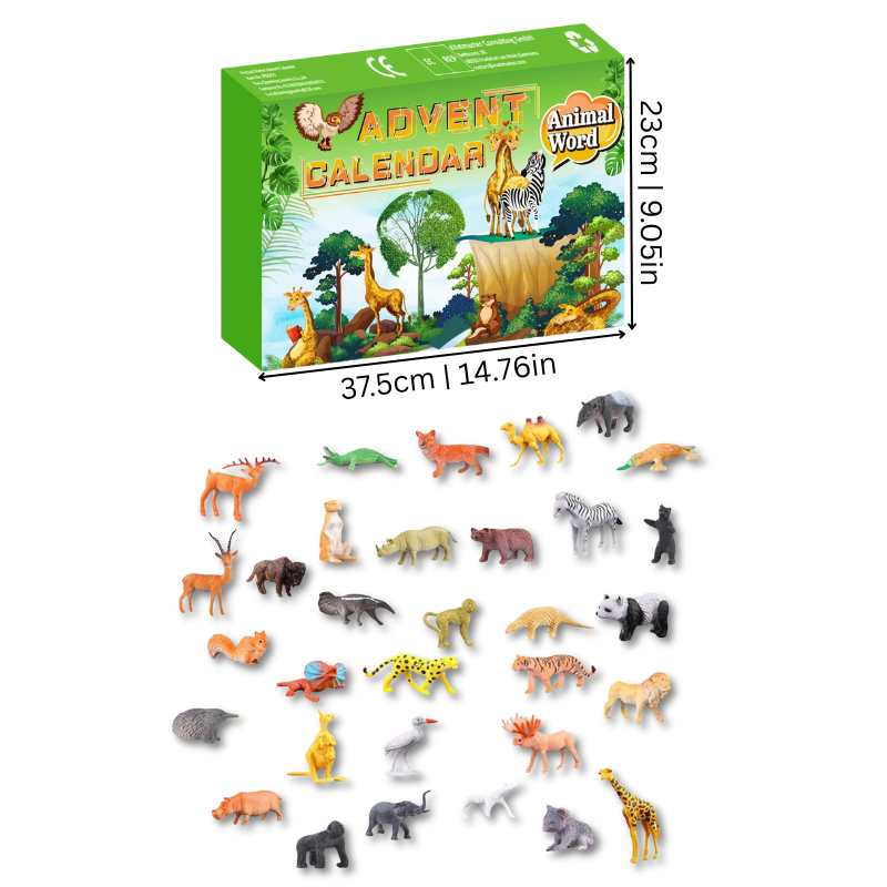 Adventskalender mit 24 Wildtier-Spielzeugen für Kinder – Lernspaß & Fantasie | Tierigo