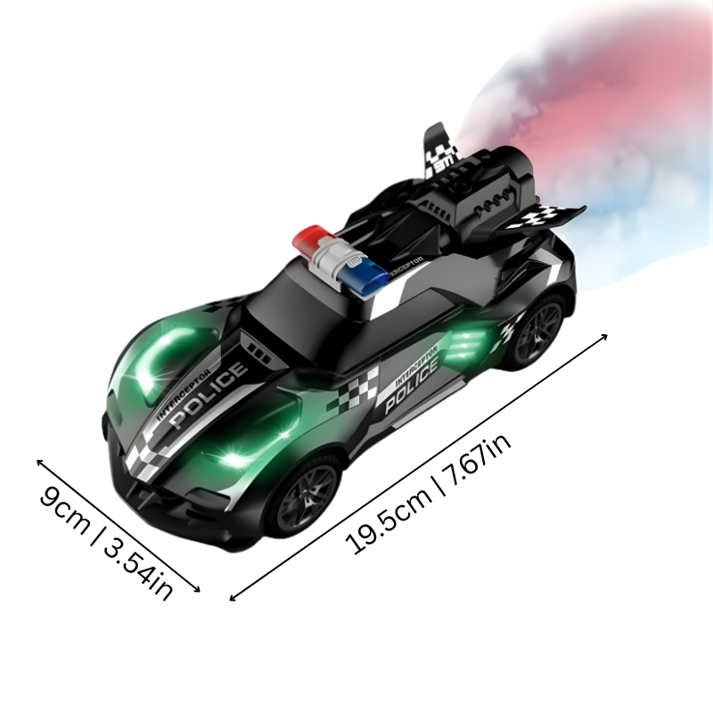 FLITZEN RC Stunt Racer Polizei | Ferngesteuertes Auto mit Nebelspray "Nitro" Effekt | 360° Drehung & LED Licht