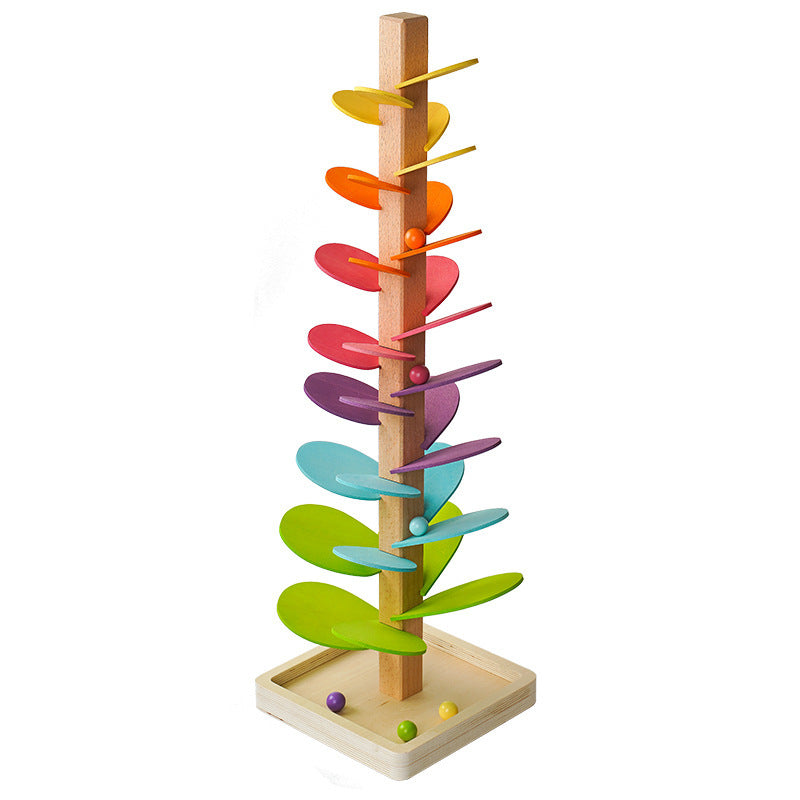 Regenbogen Murmelbahn Holz – Montessori Spielturm für Kinder