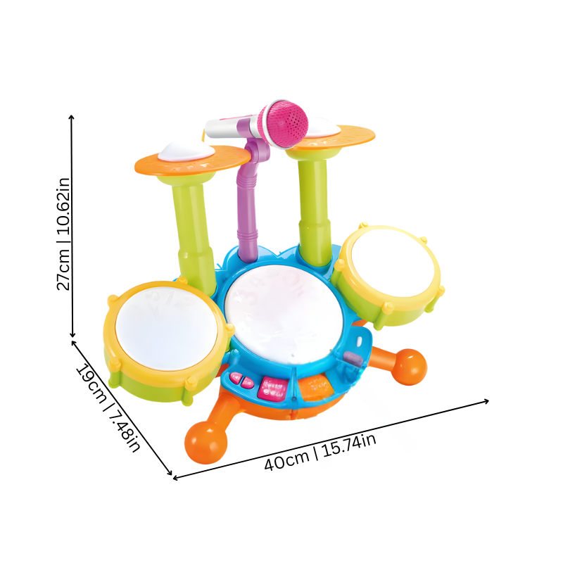 Musikalisches Schlagzeug-Set für Kinder – mit Mikrofon, Lichtern & Melodien