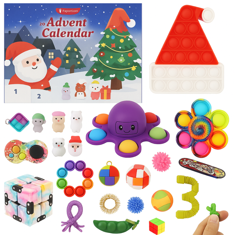 Sensorischer Adventskalender mit 24 Fidget-Spielzeugen – tägliche Entspannung & Spaß
