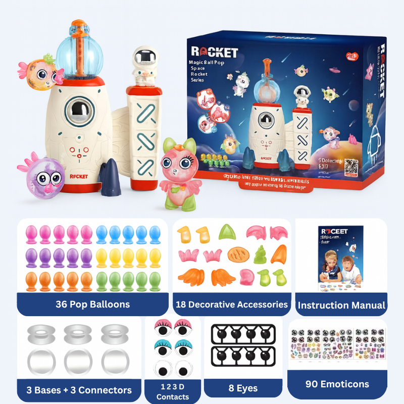 SpaceBalloon DIY Ballonset Kinder | Kreatives Bastelset zum Bauen von Tieren, Raketen & Figuren | Lernspielzeug
