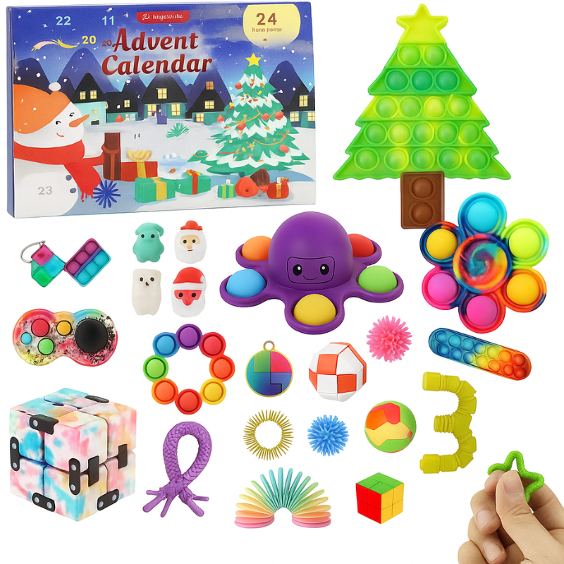 Sensorischer Adventskalender mit 24 Fidget-Spielzeugen – tägliche Entspannung & Spaß