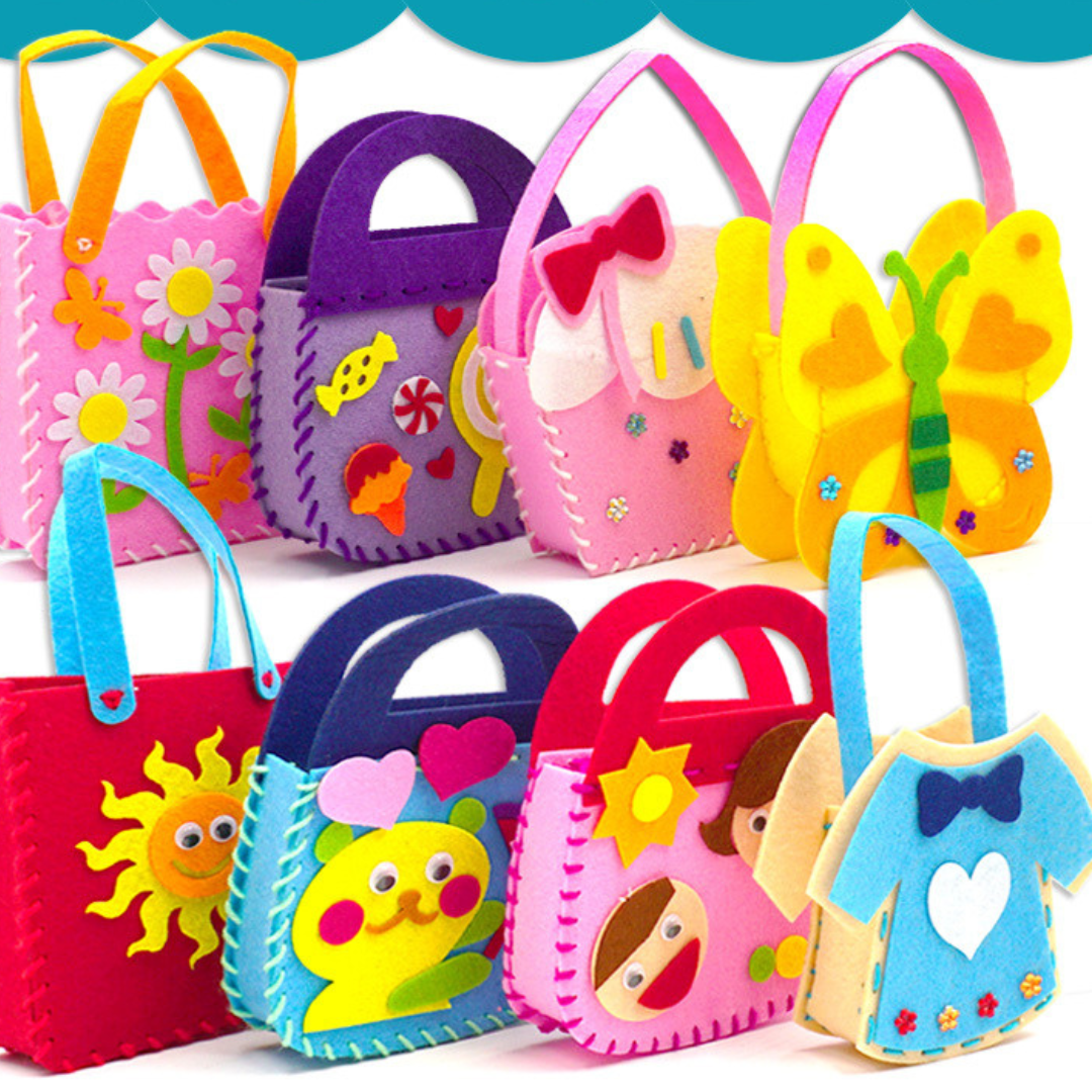 Filz Taschen Bastelset Kinder | DIY Set nähen für Anfänger | Fördert Feinmotorik & Hand-Augen-Koordination