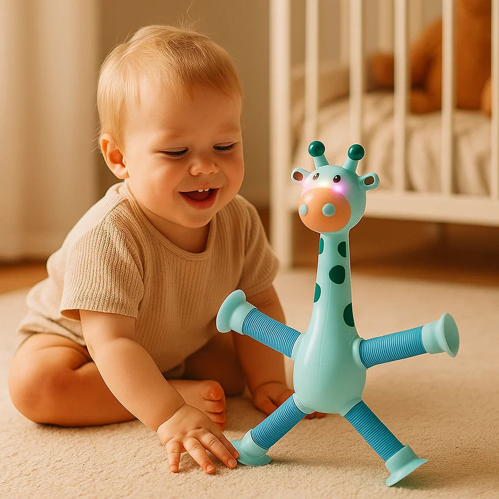 Sensorische Saugnapf Giraffe – Baby Spielzeug für Greifen, Fühlen & Frühförderung