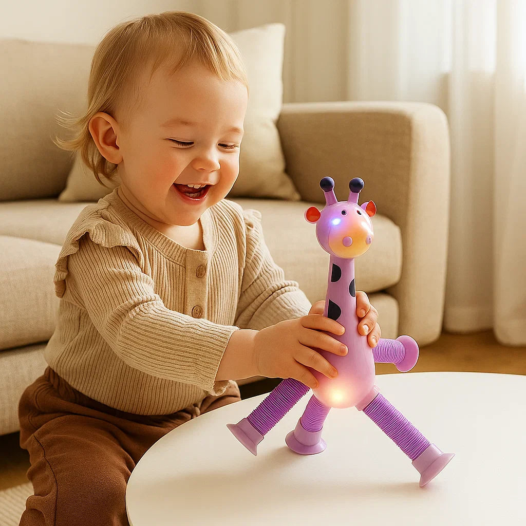 Sensorische Saugnapf Giraffe – Baby Spielzeug für Greifen, Fühlen & Frühförderung