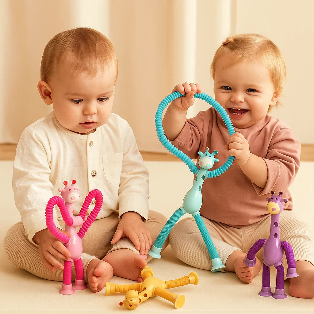 Sensorische Saugnapf Giraffe – Baby Spielzeug für Greifen, Fühlen & Frühförderung