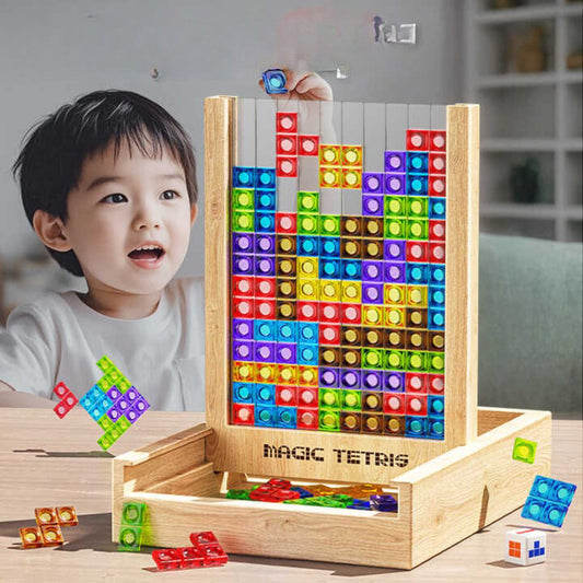 Magisches Tetris Spiel aus Holz – Kinder & Familienspiel für Kreativität, Logik & Geschicklichkeit