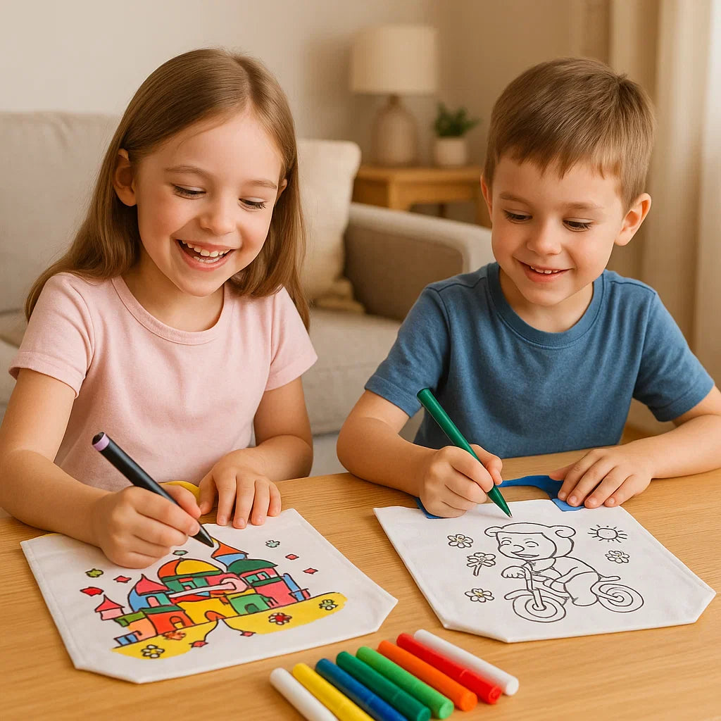 Kinder Bastel und Mal Taschen Set mit Stiften